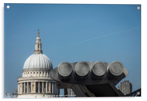 Millennium Bridge and St Paul's Cathedral in Londo Acrylic by Philip Pound