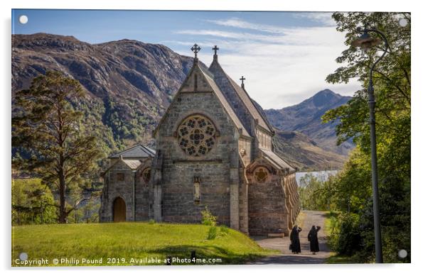 View of Catholic Church & Loch Shiel  Acrylic by Philip Pound