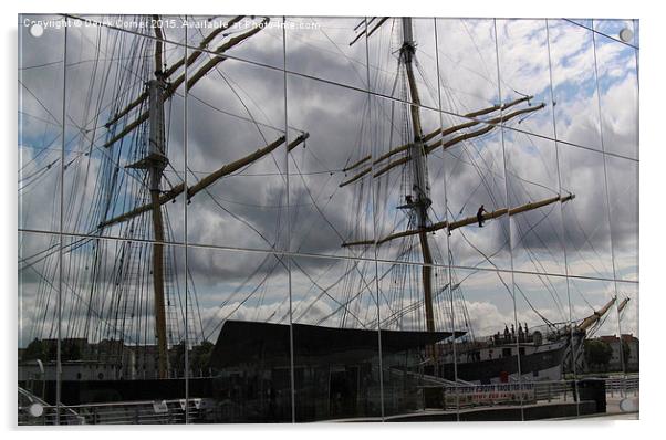  Tall ship reflections Acrylic by Derek Corner