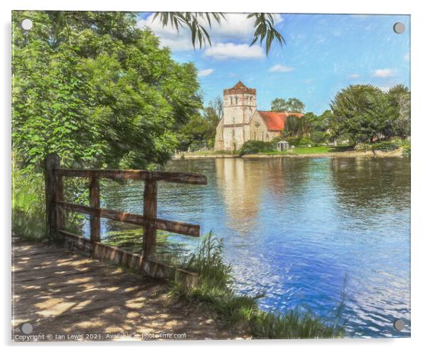 Bisham From The Thames Path Acrylic by Ian Lewis