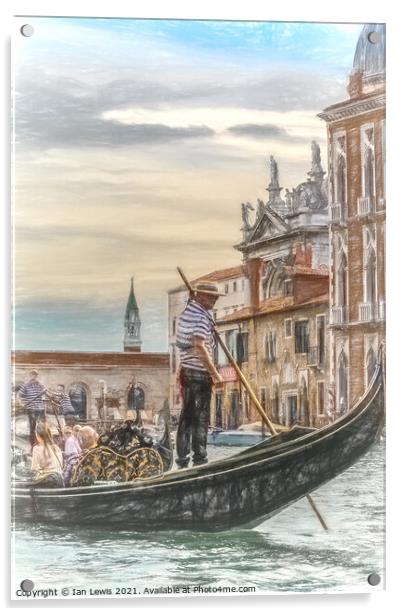 Gondola On The Grand Canal Venice Acrylic by Ian Lewis