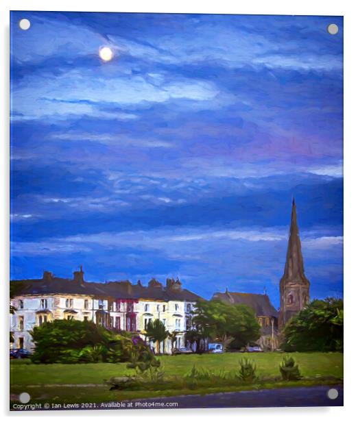 The Moon Rising Over Silloth Acrylic by Ian Lewis