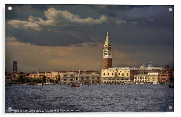 St Marks Campanile under a Stormy Sky Acrylic by Ian Lewis