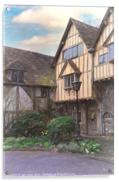 A Medieval Corner of Winchester Acrylic by Ian Lewis
