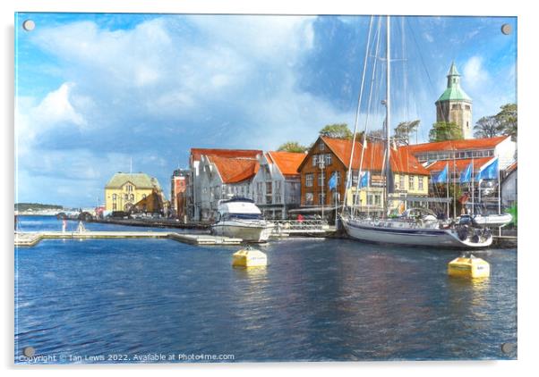 Stavanger Quayside Acrylic by Ian Lewis