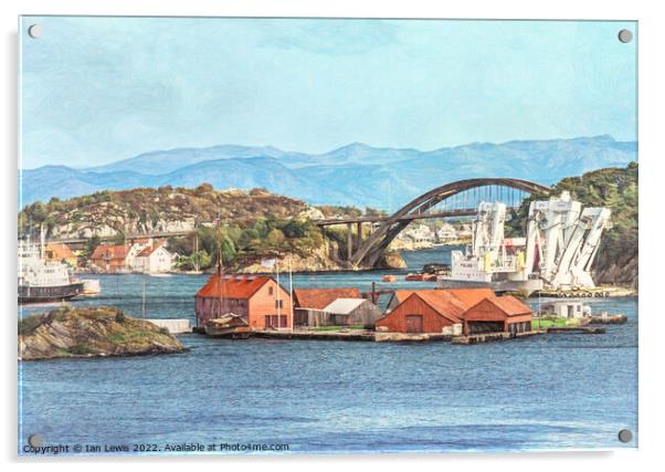 View of the Port of Stavanger Acrylic by Ian Lewis