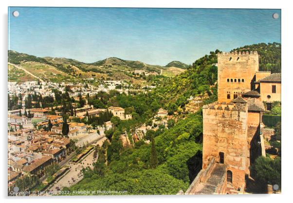 Granada From The Alhambra Ramparts Acrylic by Ian Lewis