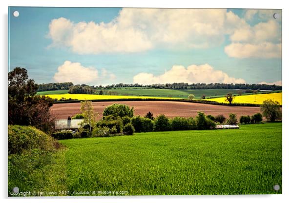 A Downland Farm Acrylic by Ian Lewis