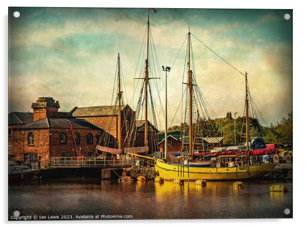 Tall masts at Gloucester Docks Acrylic by Ian Lewis