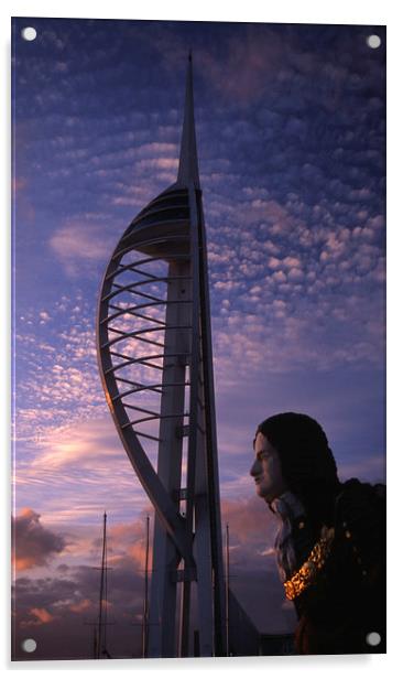 Spinnaker Tower and Figurehead Acrylic by Ian Lewis
