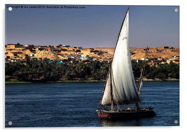 Felucca On The Nile Acrylic by Ian Lewis