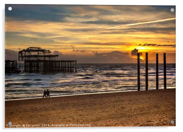 Sunset Over The West Pier Acrylic by Ian Lewis