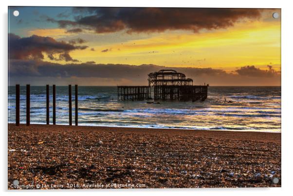 Sunset of the Pier Acrylic by Ian Lewis