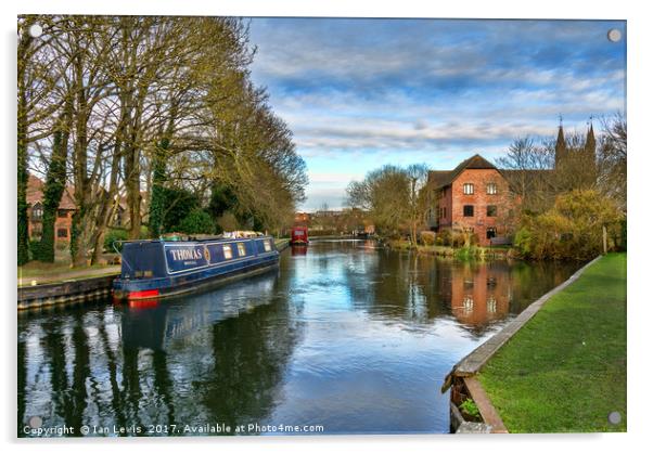 The Kennet At West Mills Newbury Acrylic by Ian Lewis
