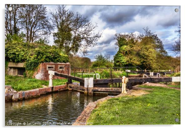 Garston Lock On The Kennet Navigation Acrylic by Ian Lewis