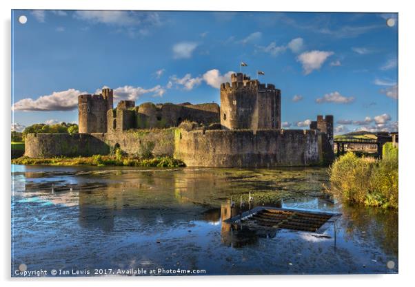 Caerphilly Castle South Facing Walls Acrylic by Ian Lewis