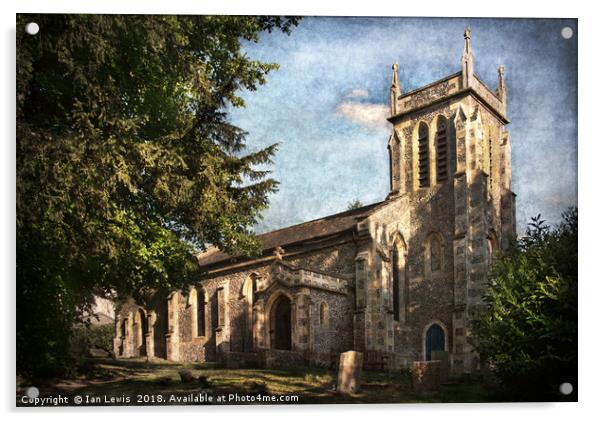 St Nicholas Church Sulham Acrylic by Ian Lewis