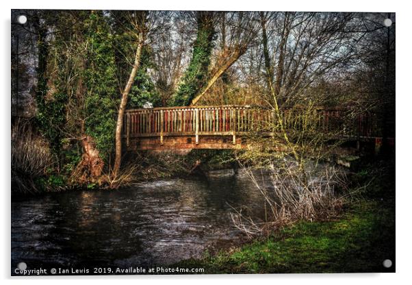 Footbridge Over The River Kennet Acrylic by Ian Lewis
