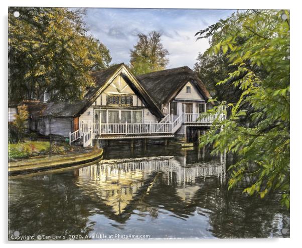 Picturesque Thames Boathouses At Goring Acrylic by Ian Lewis