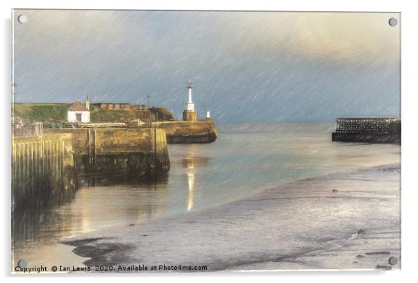 Maryport Harbour Entrance At Low Tide Acrylic by Ian Lewis