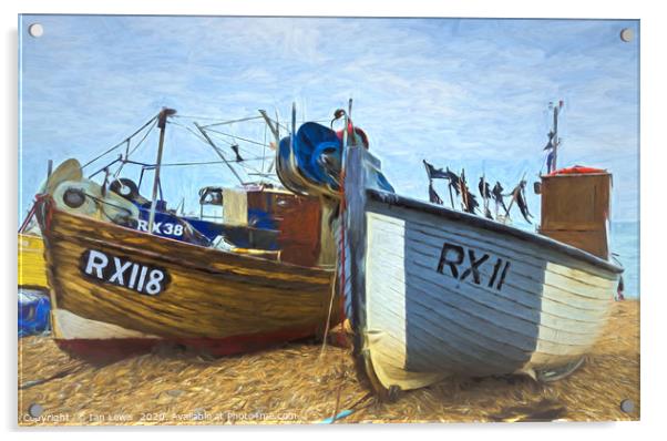 Fishing Boats On The Beach Digital Art Acrylic by Ian Lewis