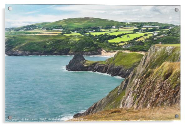 Looking Out Over Three Cliffs Bay Acrylic by Ian Lewis