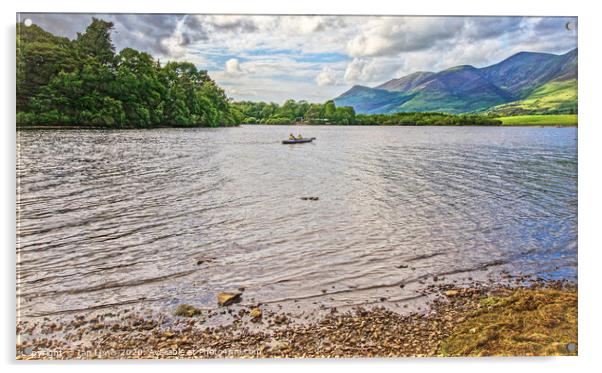 Paddling Over Derwentwater Acrylic by Ian Lewis