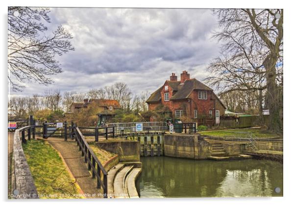 The Lock At Sonning on Thames Acrylic by Ian Lewis