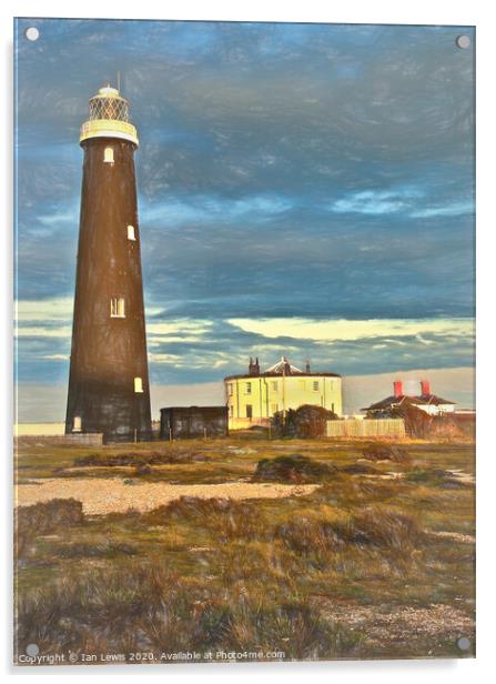The Old Dungeness Lighthouse as Digital Art Acrylic by Ian Lewis