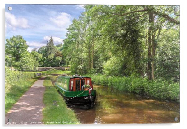 Narrowboat On The Brecon Canal Acrylic by Ian Lewis