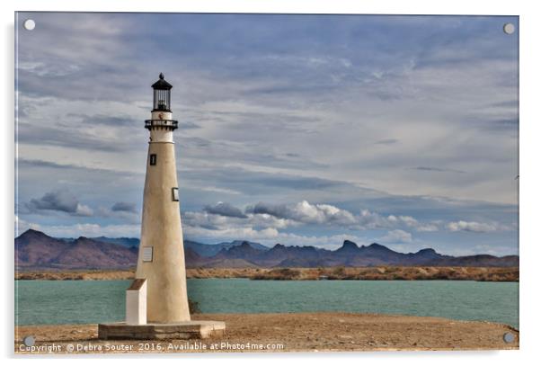 Lighthouse on Lake Havasu Acrylic by Debra Farrey