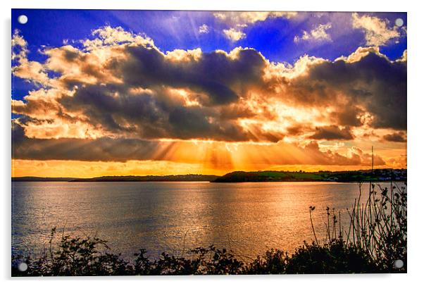 golden rays over falmouth bay  Acrylic by keith sutton