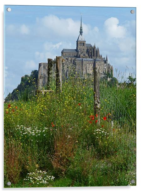 Le Mont St Michel Acrylic by Noreen Linale