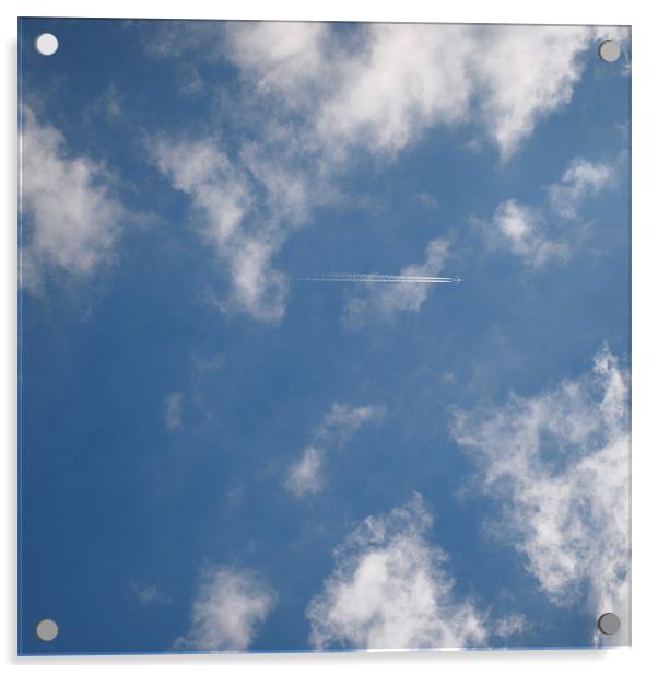 Blue Sky And Aeroplane Acrylic by Heidi Cameron