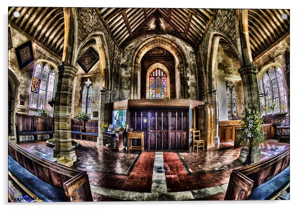 inside chiddingstone church Acrylic by kim Reeves