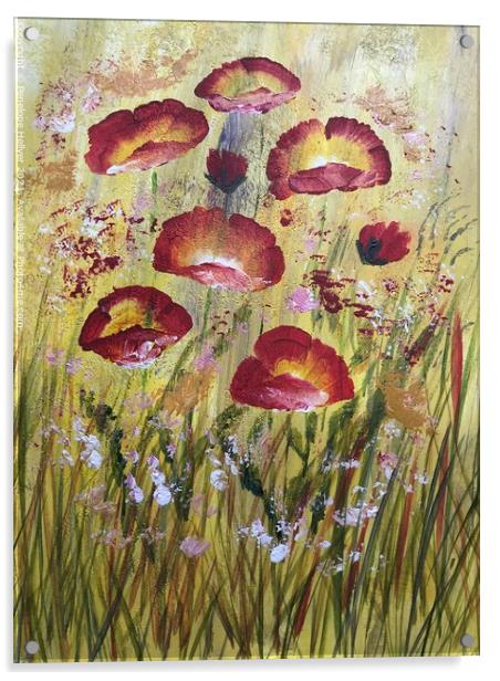 Poppy Meadow Acrylic by Penelope Hellyer