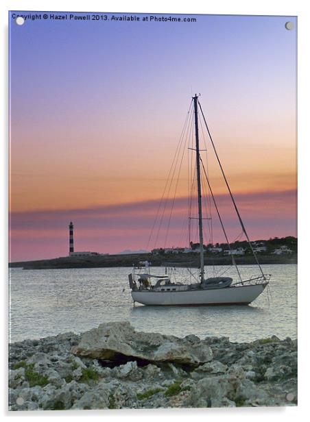 Cape dAtruix, Lighthouse, Menorca, Acrylic by Hazel Powell
