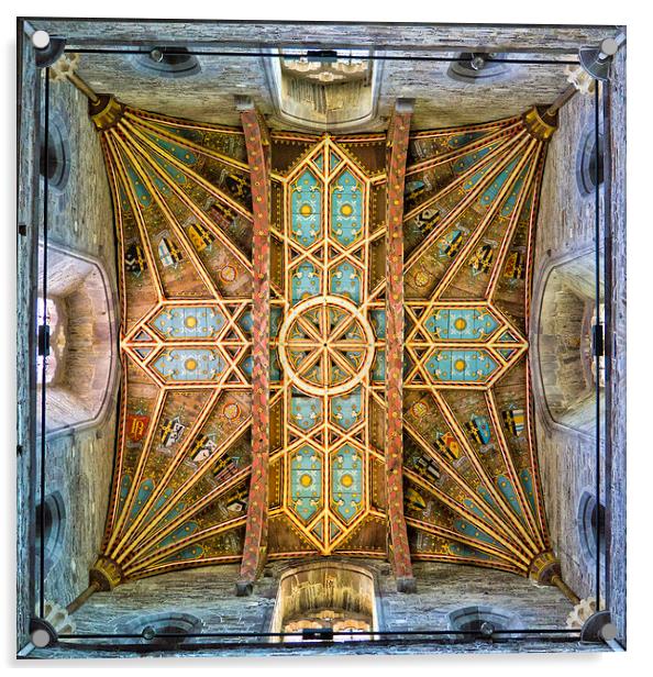  St Davids Cathedral tower ceiling Acrylic by Hazel Powell