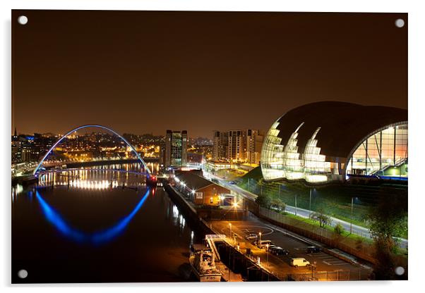 The Tyne at Night Acrylic by Jeff Brunton