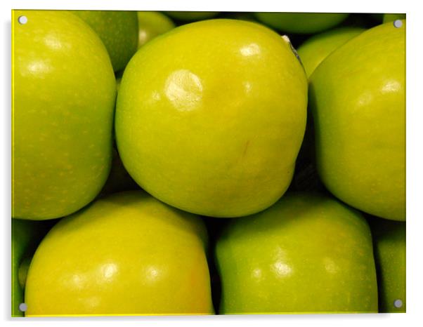 Green apples Acrylic by Albert Gallant
