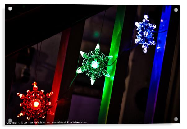 Christmas Snowflake Lights Acrylic by Jon Kondrath
