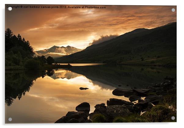 Sunset at Llynnau Mymbyr Acrylic by carl barbour canvas