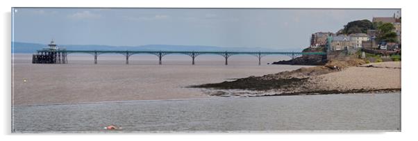 Clevedon Pier panorama, Somerset overlooking Marine Lake Acrylic by mark humpage