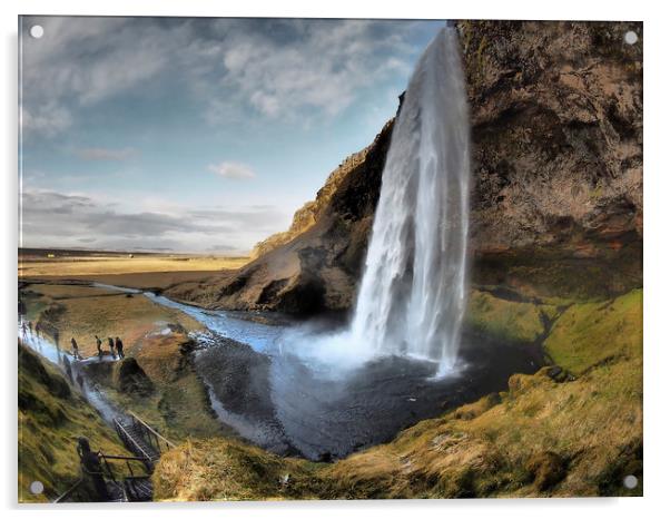 Seljalandsfoss waterfall Acrylic by mark humpage