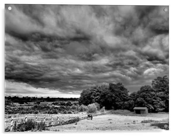 Stormy skies black and white Acrylic by mark humpage