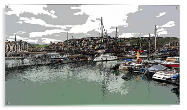 Brixham Marina with boats on water Acrylic by mark humpage