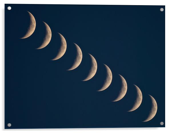 Crescent moons in line Acrylic by mark humpage