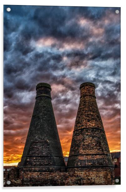 Bottle Kilns at sunset Acrylic by Brett Trafford