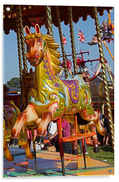 Carousel Horse in colour Acrylic by Bill Simpson