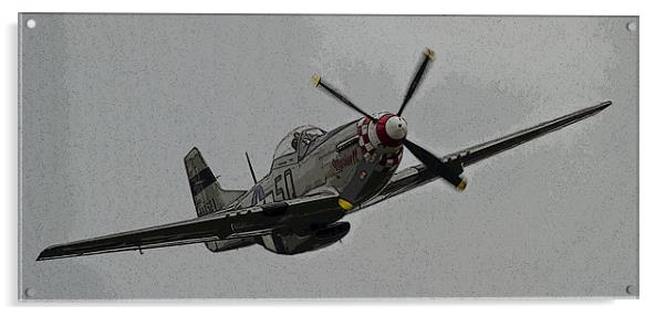 Mustang P51 Portrait Posterised Acrylic by Bill Simpson